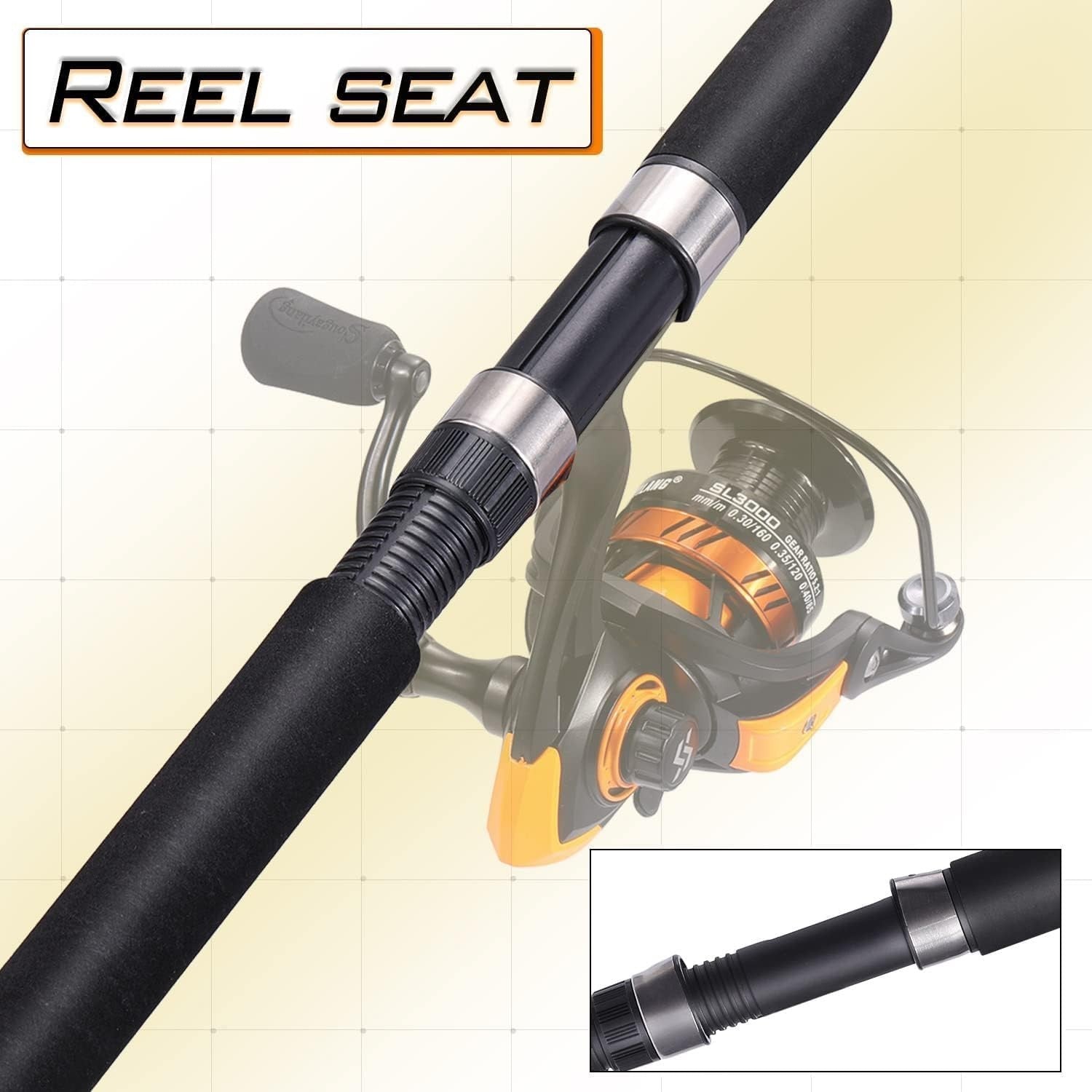 Spinning Fishing Rod Reel Combo Travel Set 2-Piece Graphite Glass Rod
