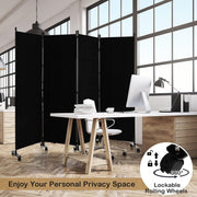 4-Panel Black Folding Room Divider 224x30x172cm Privacy Screen Partition