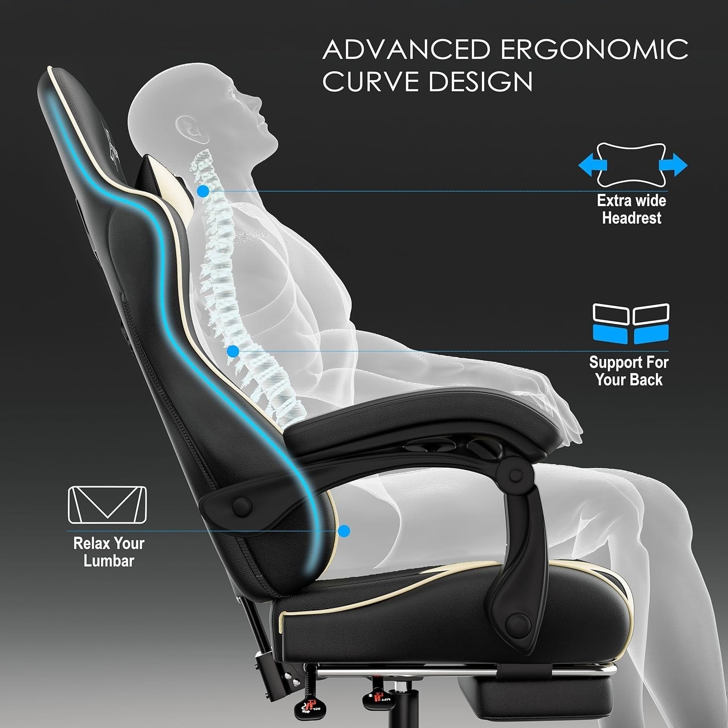 Ergonomic Gaming Chair PU Leather Racing Office Desk Recliner Footrest Swivel