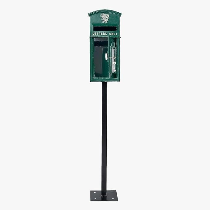 Lockable Cast Iron Post Box Green Irish Design | Wall Mount Secure & Heavy Duty