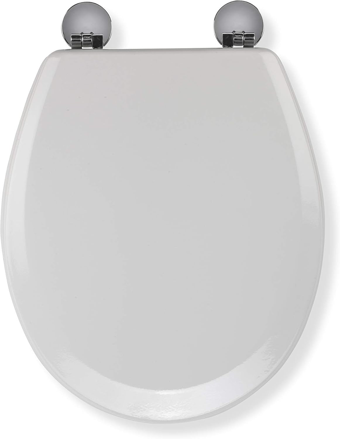 Como White Wooden Toilet Seat Oval Adjustable Hinges Antibacterial Chrome
