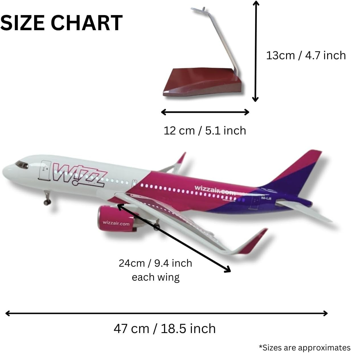 1:80 Scale Model Plane Airbus | Voice Lights, Display Stand, Collectors Gift
