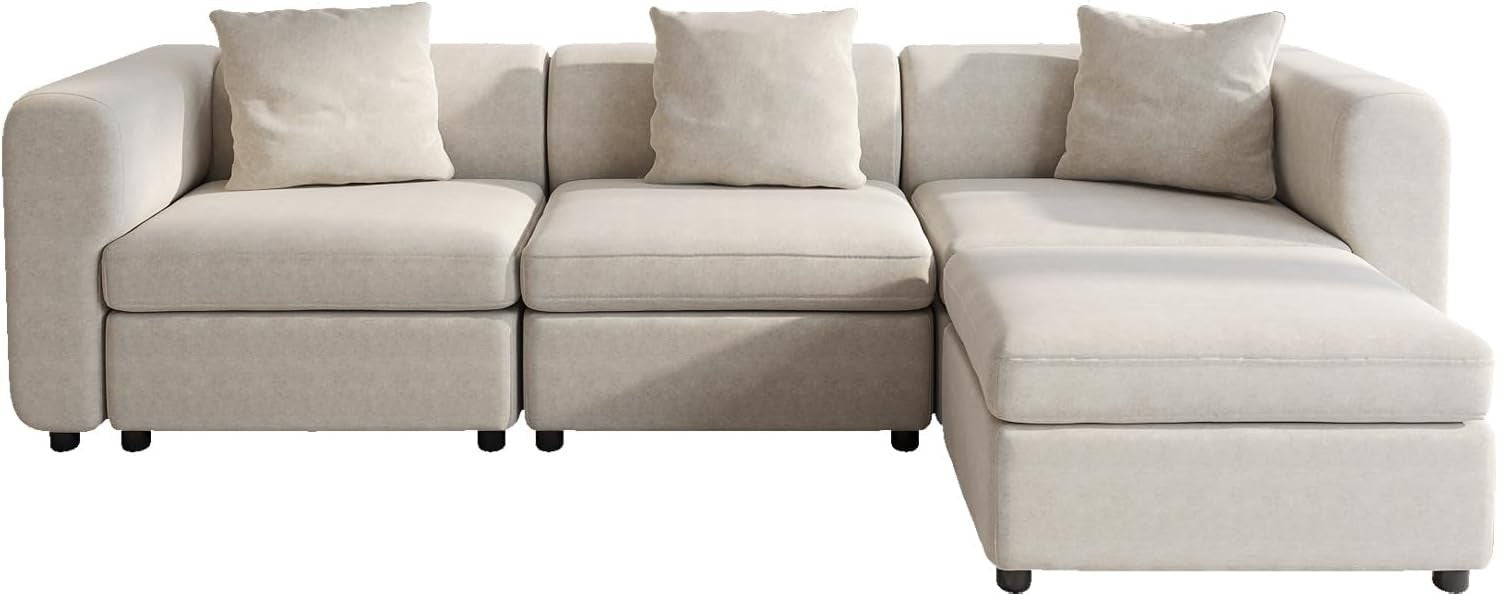 Oversized 4-Seater L-Shape Sectional Sofa Modular Ottoman Convertible Couch