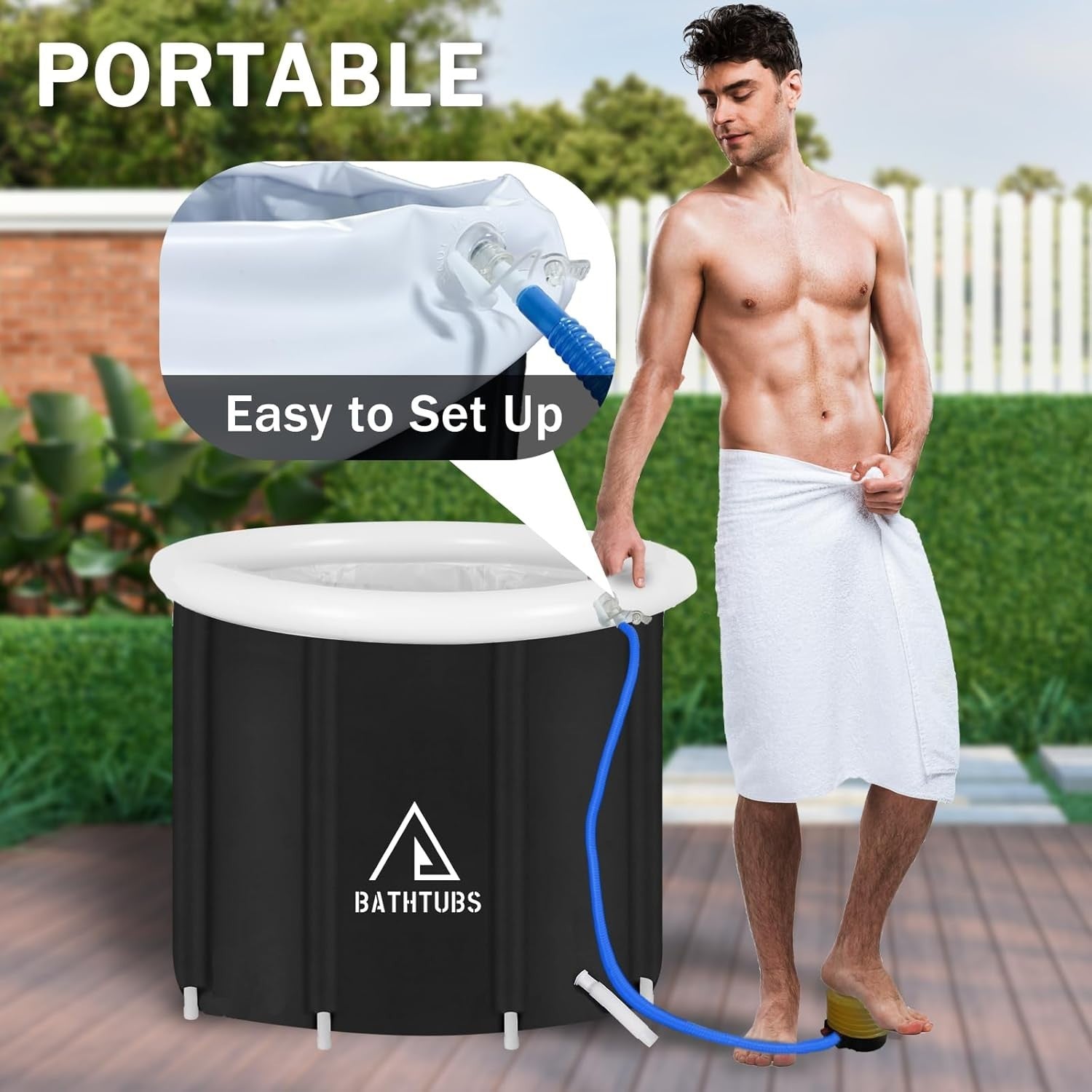Portable 350L Ice Bath Recovery Tub Cold Plunge Spa for Athletes Muscle Therapy