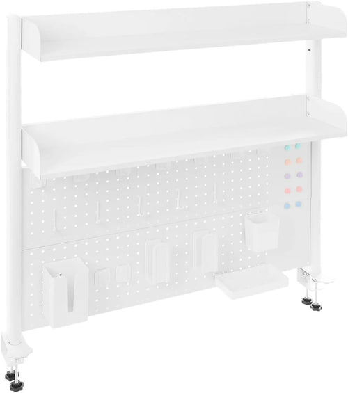 Clamp-On Desk Shelf 2-Tier Pegboard Organizer Space-Saving Clip-On Bookshelf