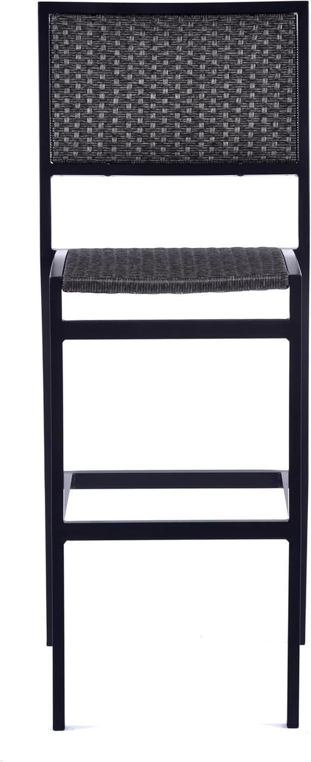 Grey Rattan Bar Stool High Seat Stackable Patio Garden Kitchen Chair