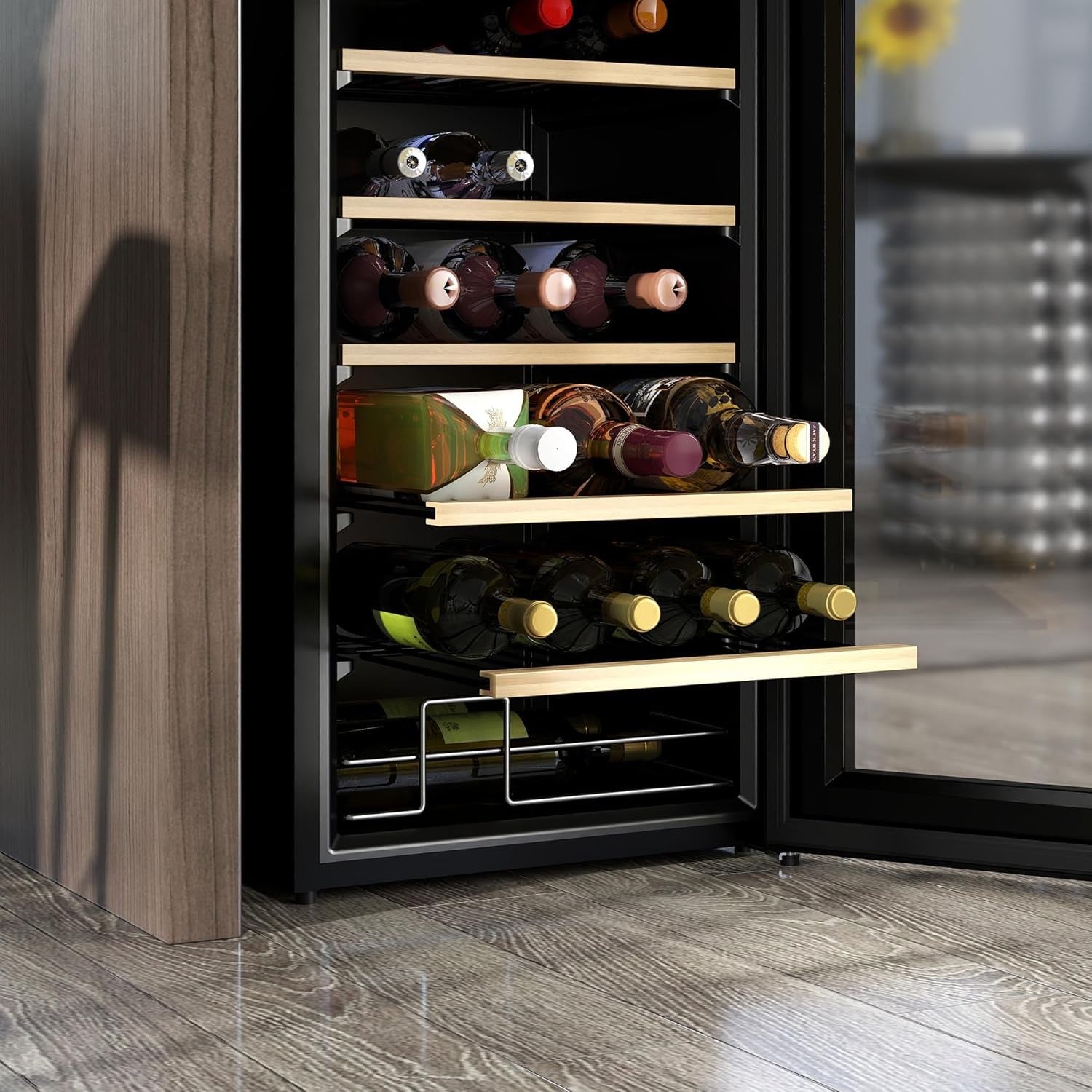 24 Bottle Wine Cooler Fridge Glass Door LED Touch Control Freestanding
