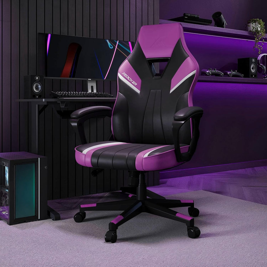 Ergonomic Gaming Chair High Back Wide Seat Purple