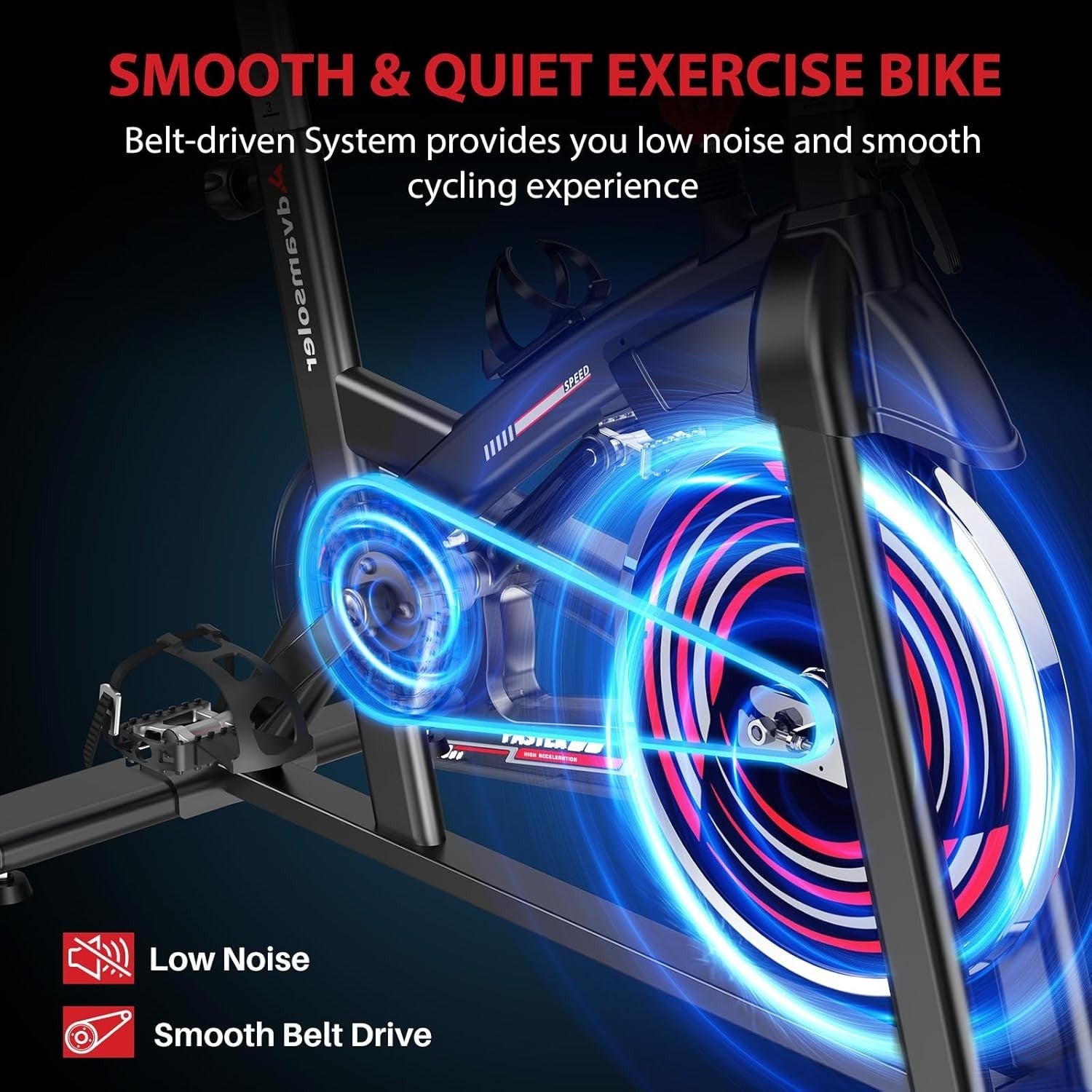 Quiet Magnetic Spin Bike w/ LCD Display, App Support, 30lb Flywheel