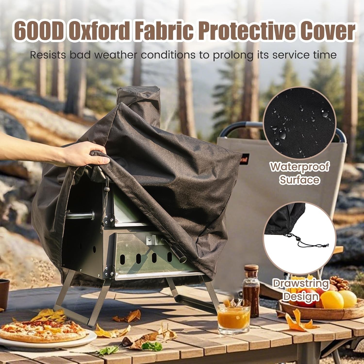 2-Layer Wood Fired Pizza Oven | Outdoor BBQ Grill, Stone & Peel Set | Foldable