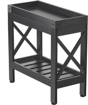 Narrow Black End Table with Storage Shelf – Compact Nightstand for Small Rooms