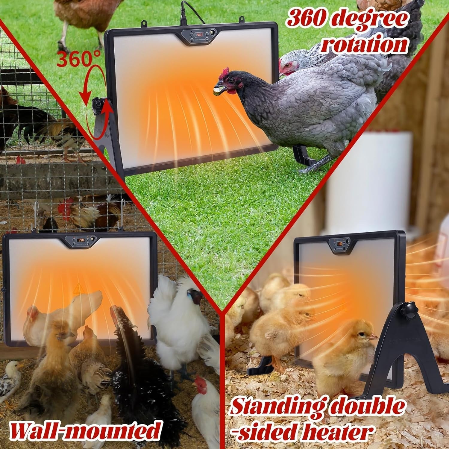 180W Chicken Coop Heater Thermostat Remote Brooder Panel