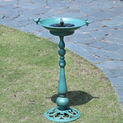 Solar Powered Bronze Bird Bath Fountain 26.6" Outdoor Metal Garden Feature