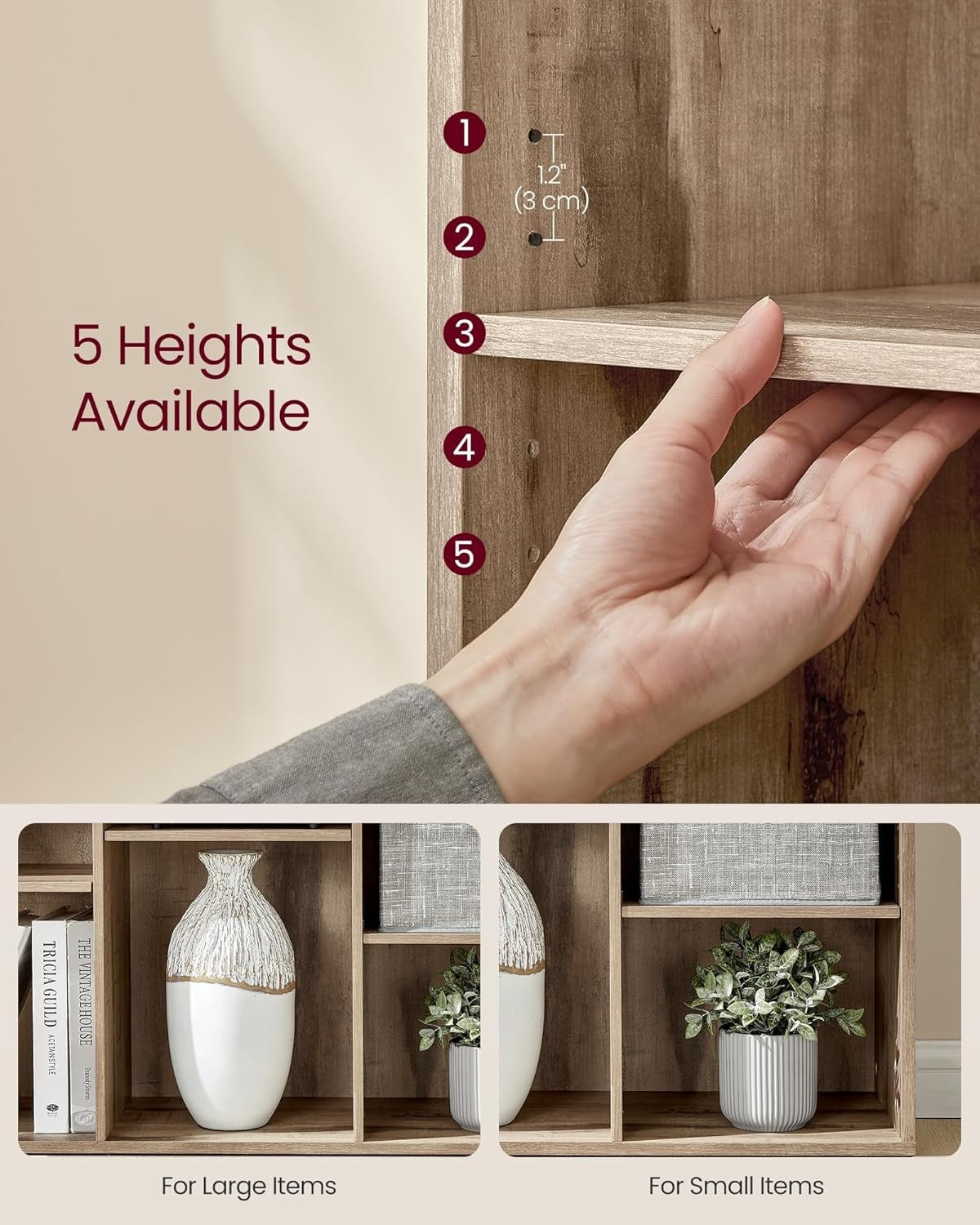 9-Cube Camel Brown Bookcase | Large Storage Display Shelf for Home & Office