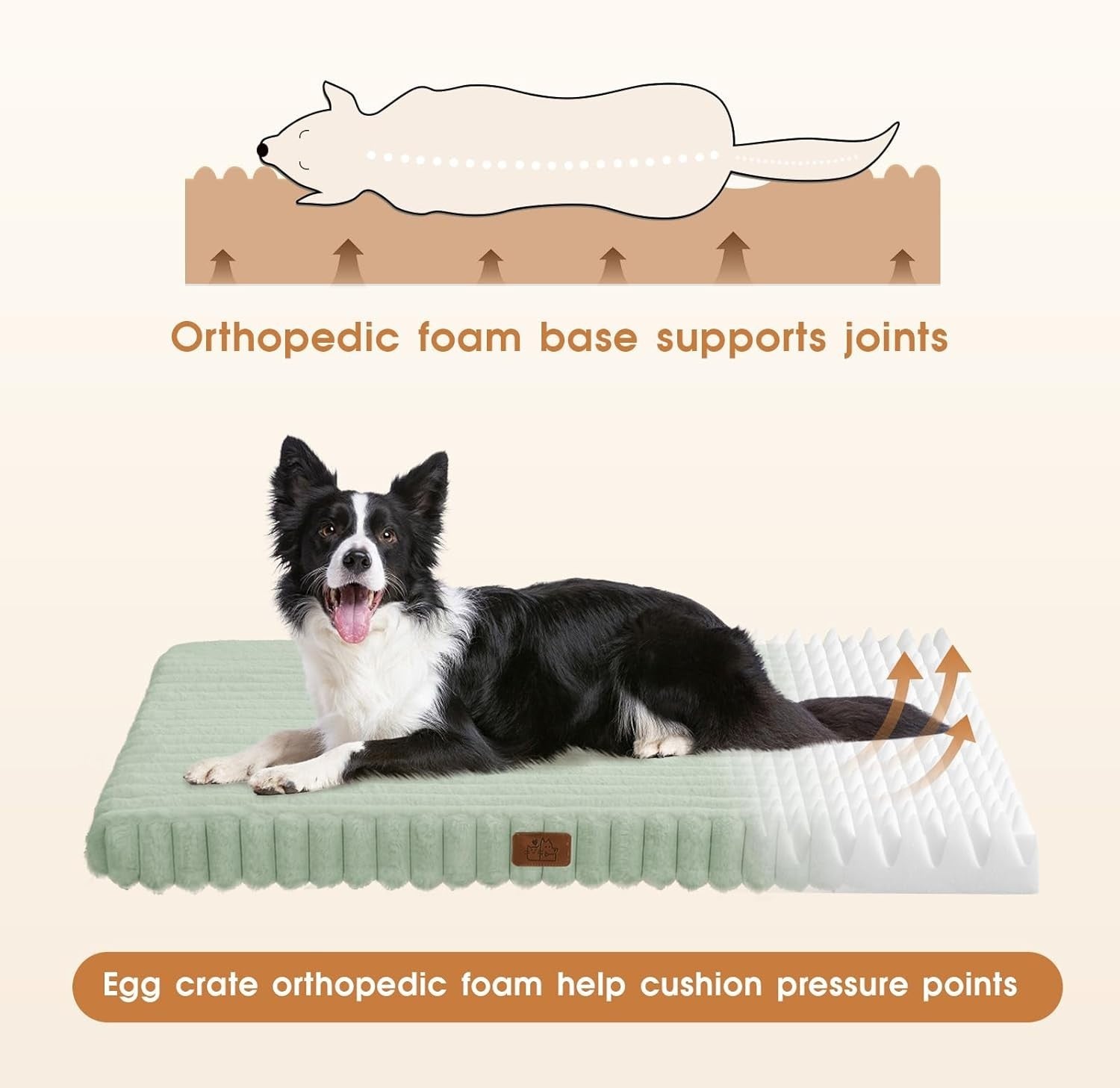 XL Orthopedic Dog Crate Bed 104x68cm Waterproof Green