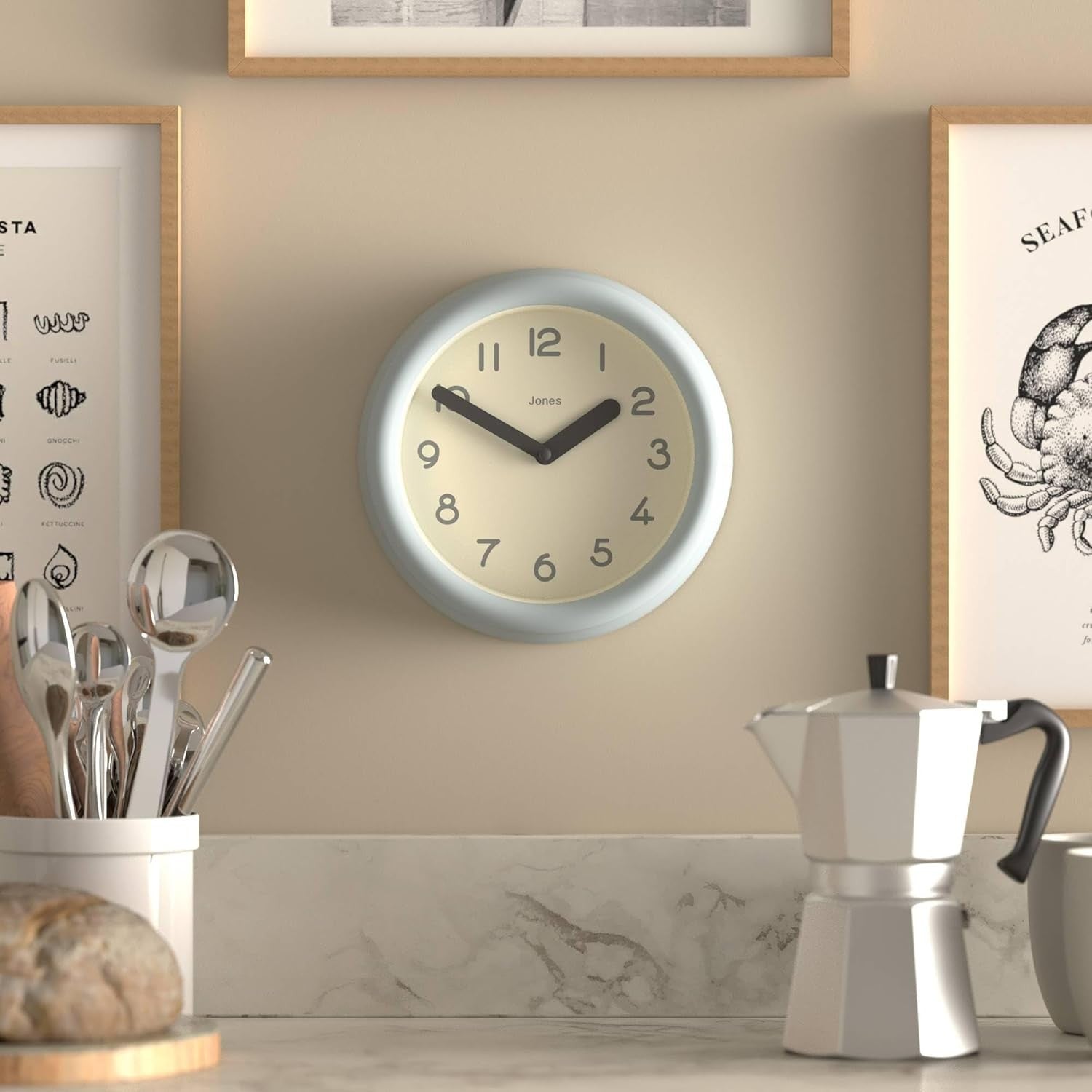Small Blue Wall Clock 22cm Modern Silent Quartz Round Minimalist Home Decor