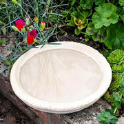 Ivory Stone Bird Bath Bowl 38cm | Round Garden Water Feature Outdoor Decor