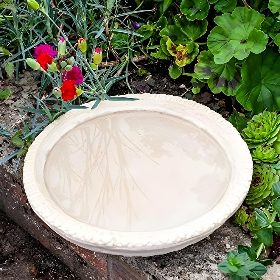 Ivory Stone Bird Bath Bowl 38cm | Round Garden Water Feature Outdoor Decor