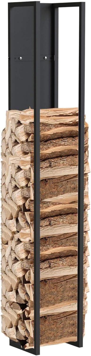 Tall Metal Firewood Rack Wall Mounted Indoor Log Holder Shelf 160cm
