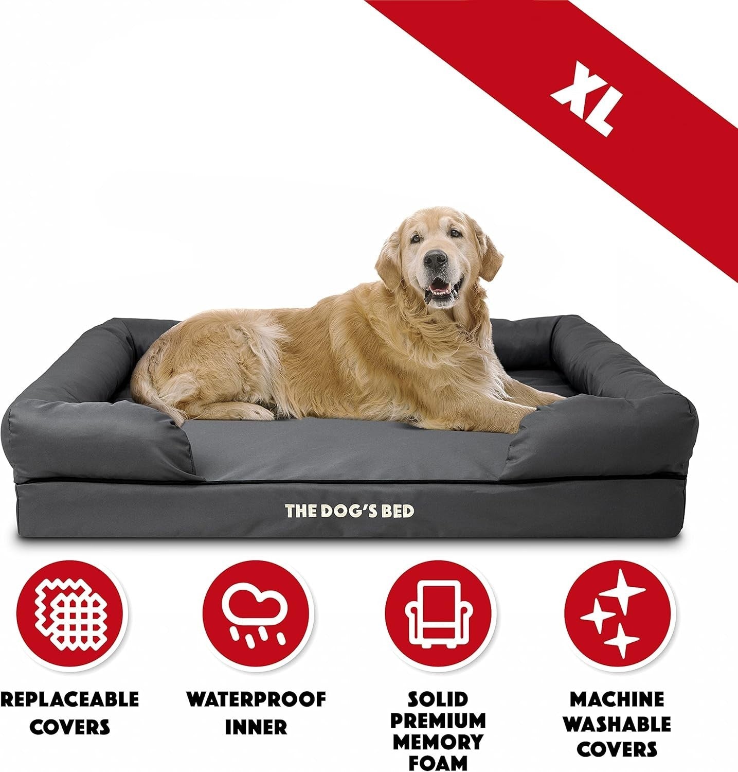 XL Orthopedic Memory Foam Dog Bed Washable Bolster