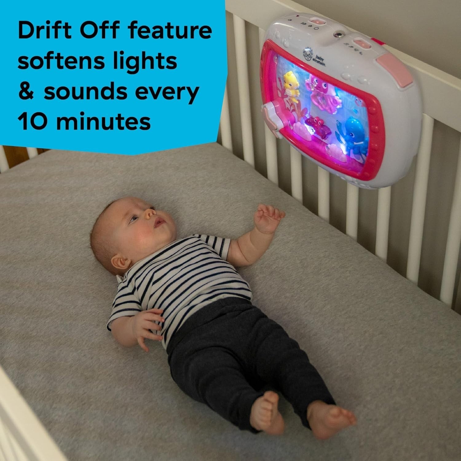 Baby Sleep Soother & Crib Toy – Light Effects, Remote, Pink, Infant Newborn
