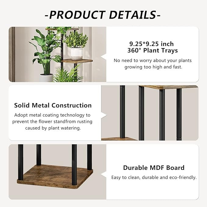 6 Tier Tall Metal Plant Stand Indoor Outdoor Corner Flower Shelf Display Rack