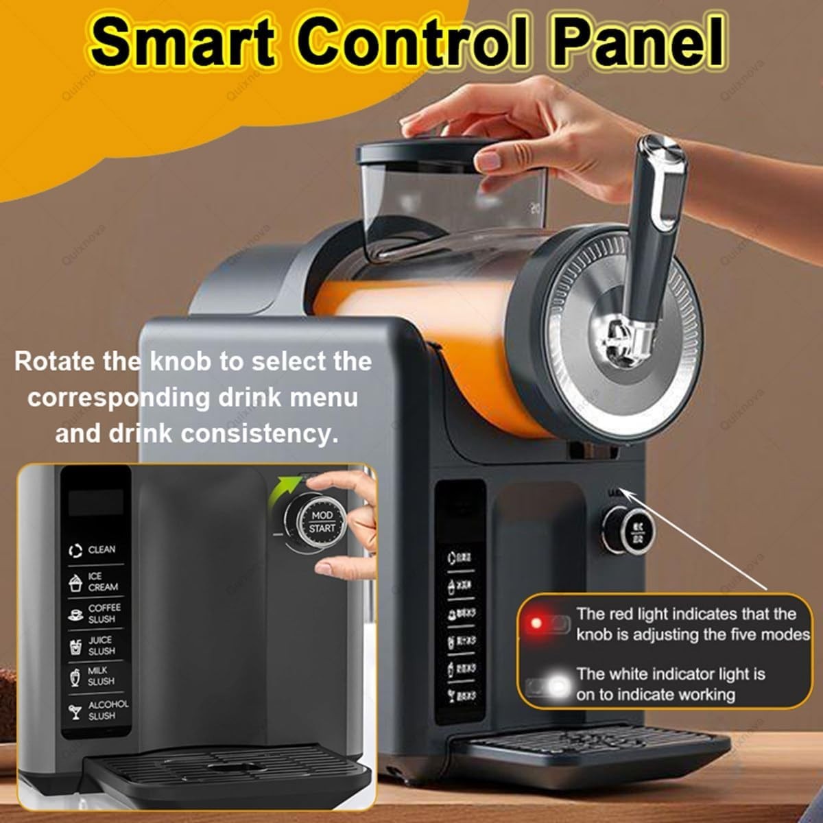 Commercial Slush Machine 1.8L Frozen Drink Maker Auto Clean Presets Quiet