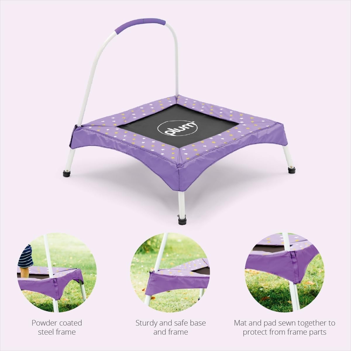 Kids Mini Trampoline with Handle Toddler Indoor Bounce Junior Fitness