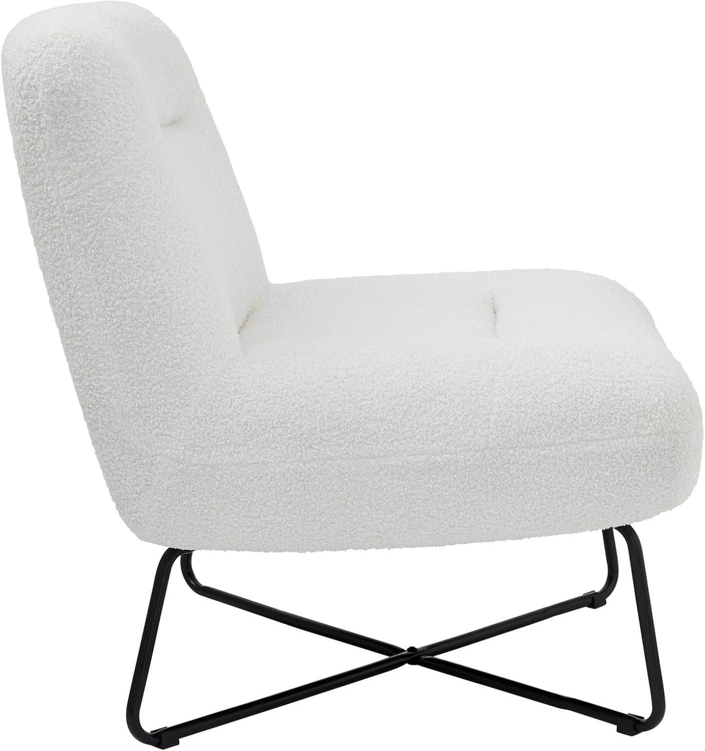 Boucle Accent Chair Cream Teddy Lounge Armchair Modern Seat
