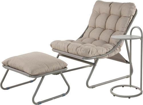 Outdoor Reclining Garden Chair with Footstool & Side Table – Cushioned Comfort
