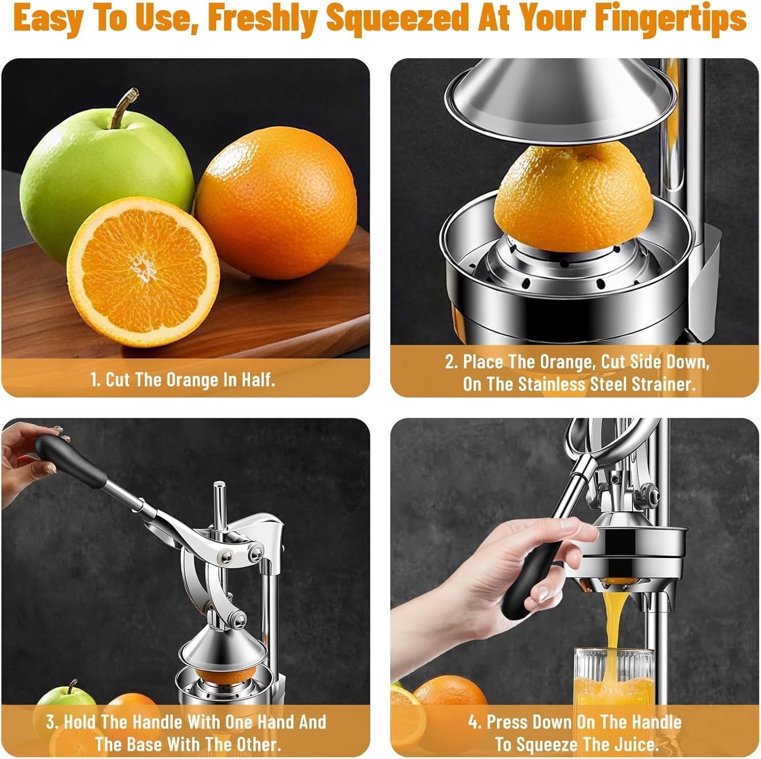 Manual Pomegranate Citrus Press Stainless Steel Hand Juicer Heavy Duty