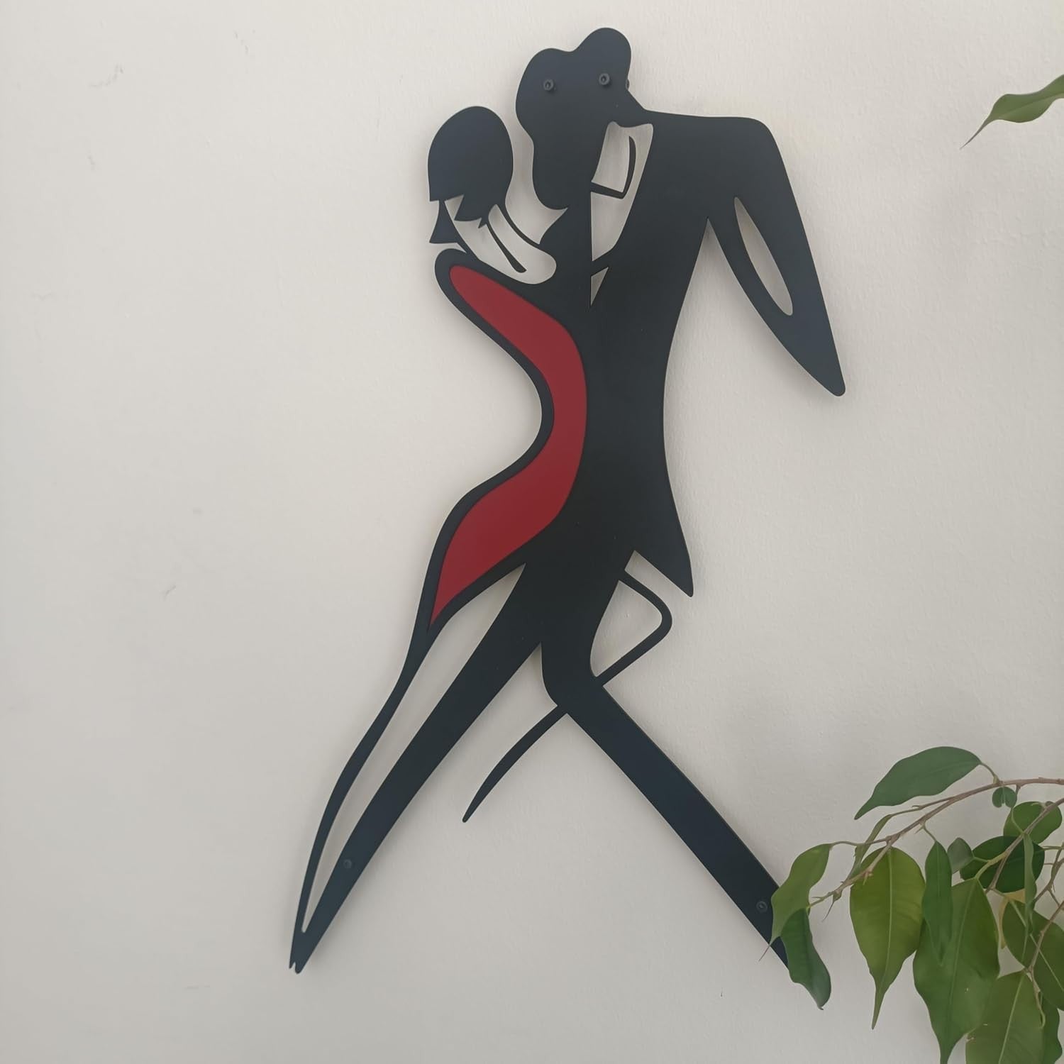 Modern Metal Wall Art Dancing Couple 41cm Abstract Decor