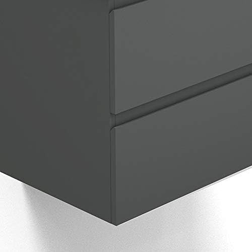 800mm Grey Wall Hung Bathroom Vanity Unit with Basin Sink 2 Drawer Storage