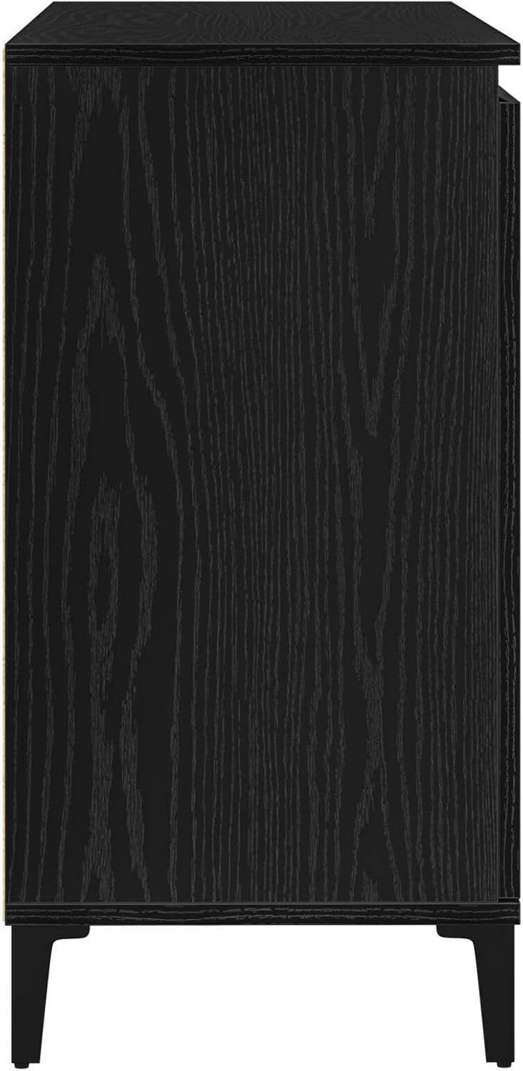 Black Oak Sideboard Cabinet Matte Finish Storage Unit Dining Living Room