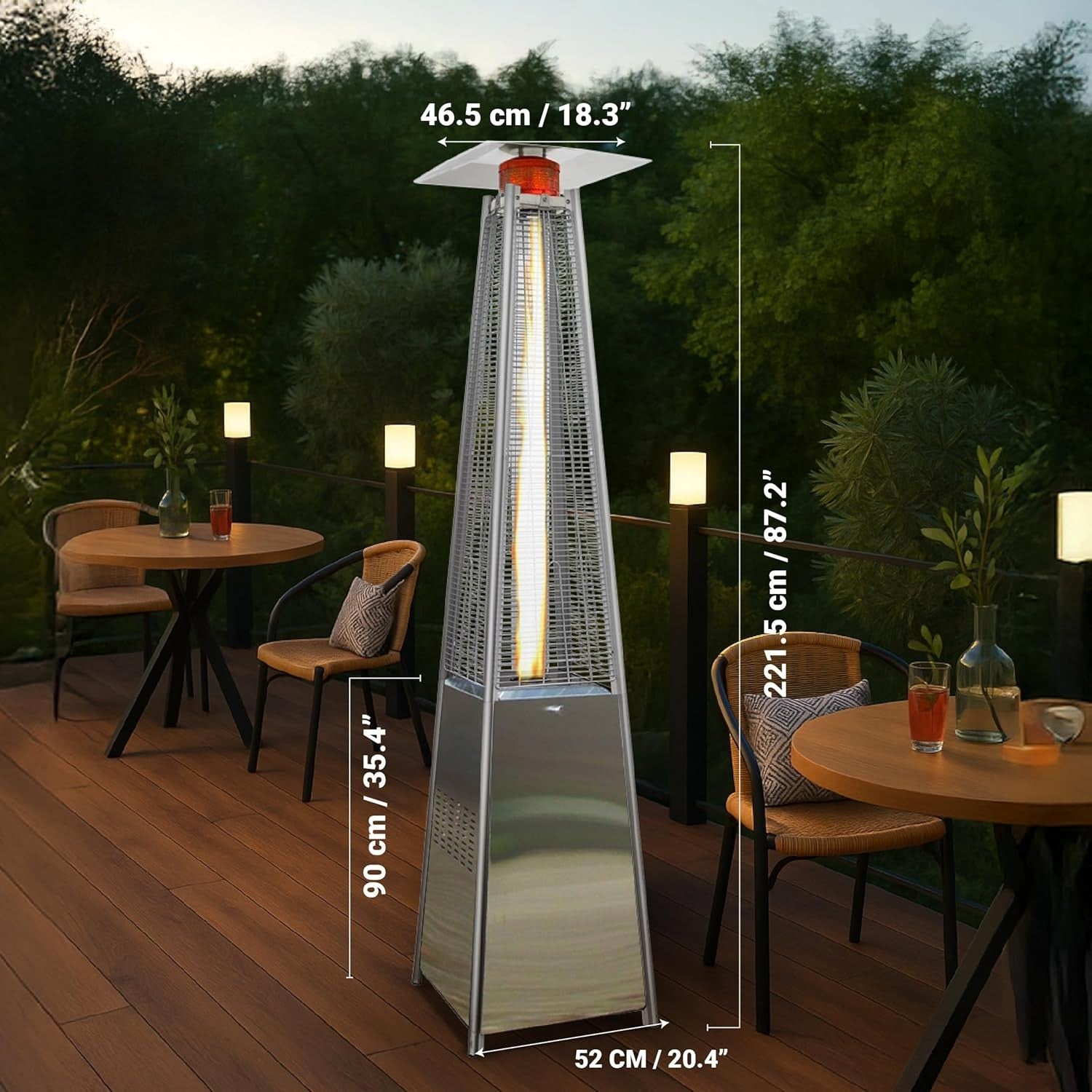Outdoor Pyramid Gas Patio Heater 13kW Stainless Steel Garden BBQ Party