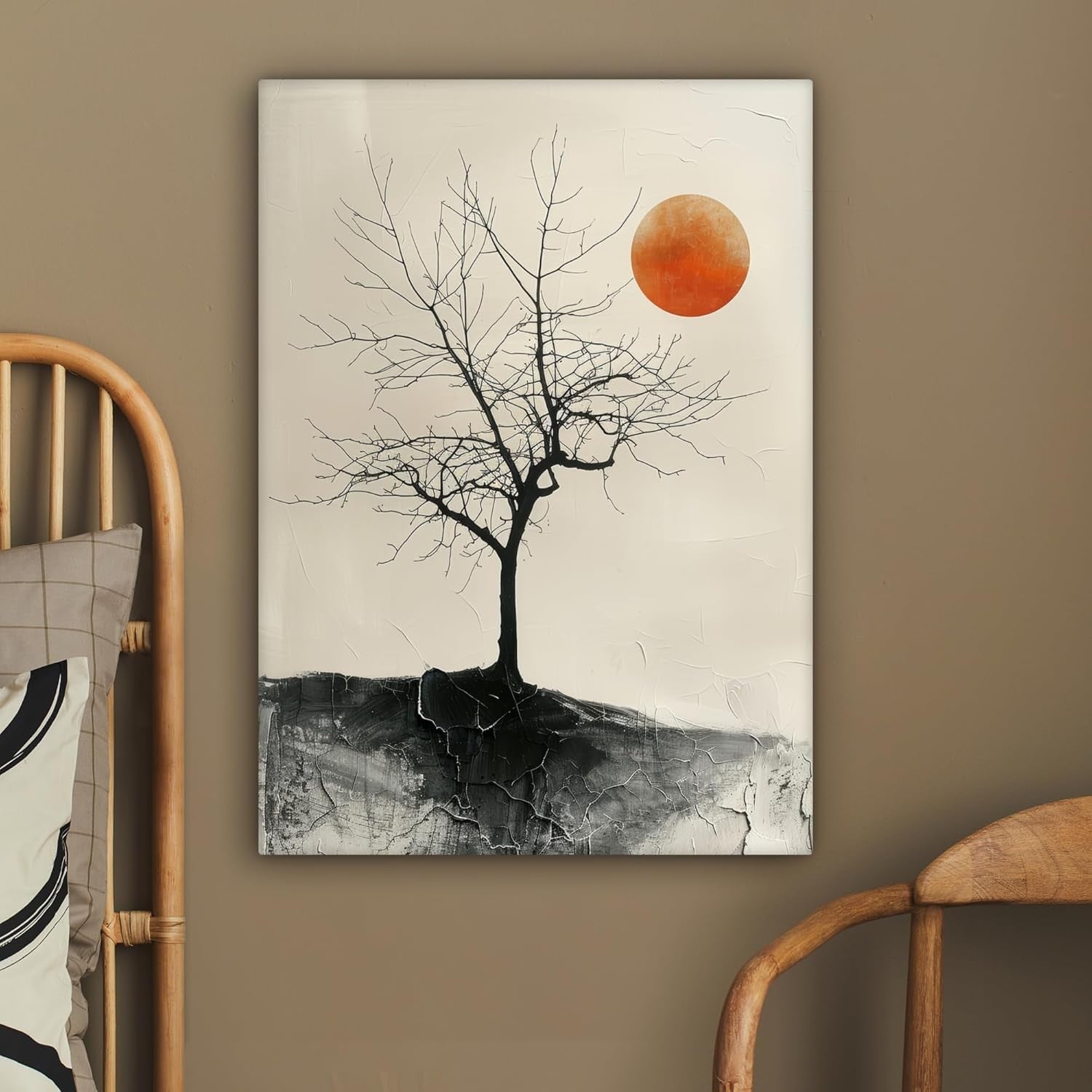 Tree Moon Canvas Wall Art 50x70cm Framed Modern Nature