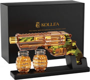 Camouflage Gun Whiskey Decanter Set with Grenade Shot Glasses & Stand 380ml