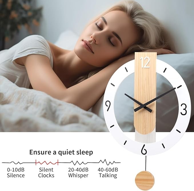 Modern Silent Wooden Wall Clock 40×40cm Acrylic Quartz Pendulum Decor