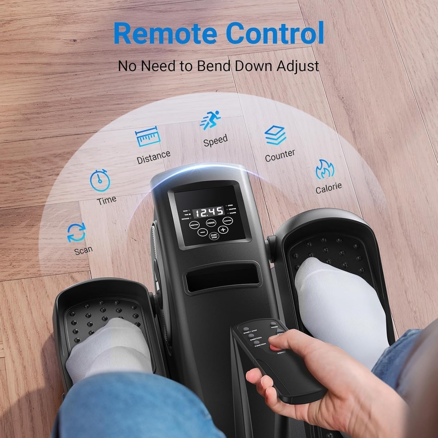 Under Desk Elliptical Electric Quiet Seated Pedal Exerciser Remote Display