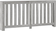 Grey Radiator Cover Cabinet 175x20x82cm | Modern Slatted Heater Cover with Shelf