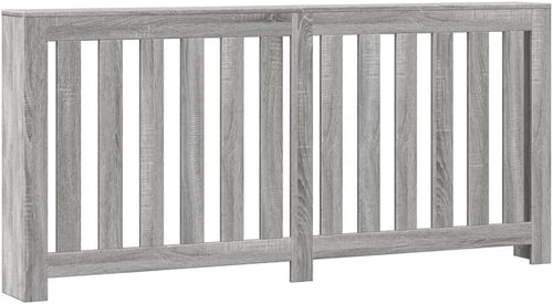 Grey Radiator Cover Cabinet 175x20x82cm | Modern Slatted Heater Cover with Shelf