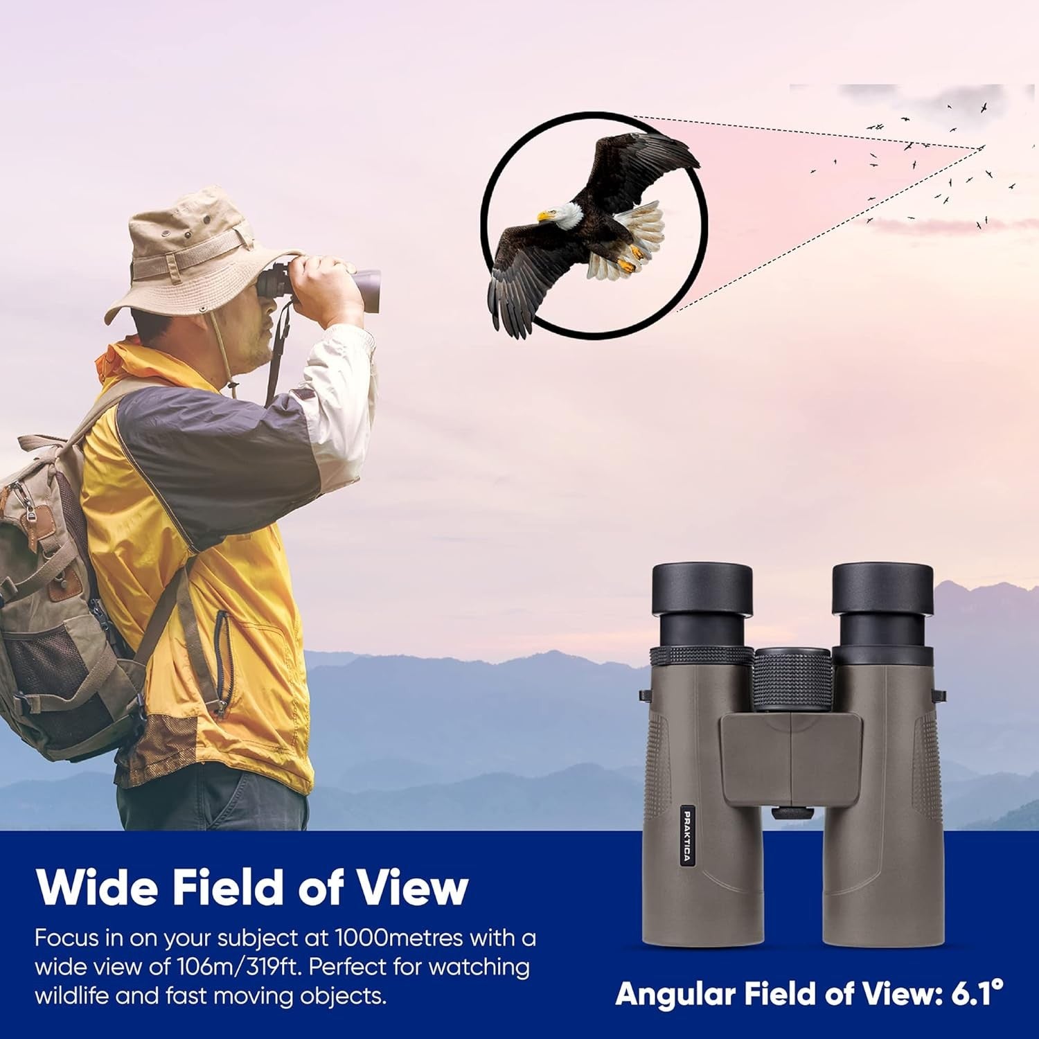 Waterproof 10x42 Binoculars HD Multi-Coated Optics for Wildlife Birdwatching