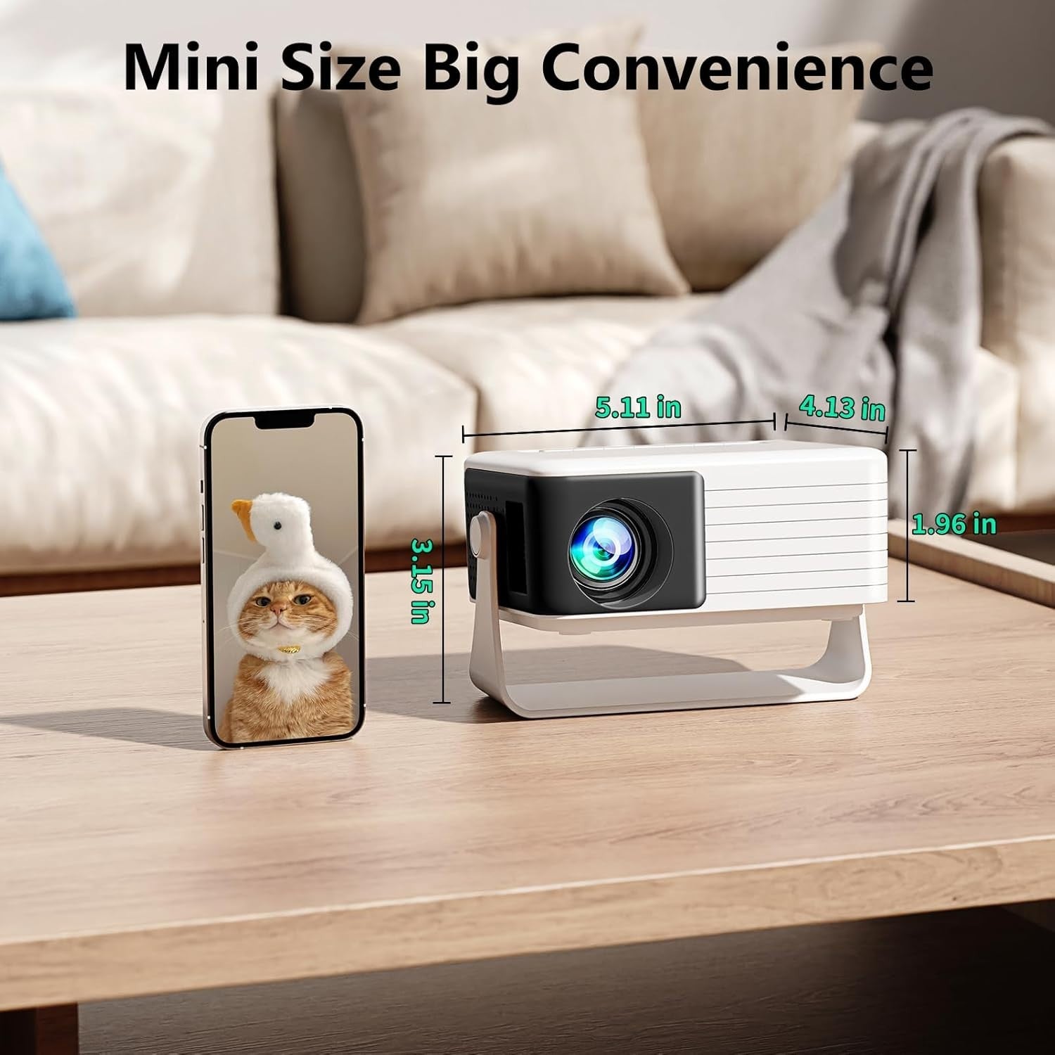Mini 1080P Phone Projector 15000 Lumens Portable Home Cinema Pocket Size