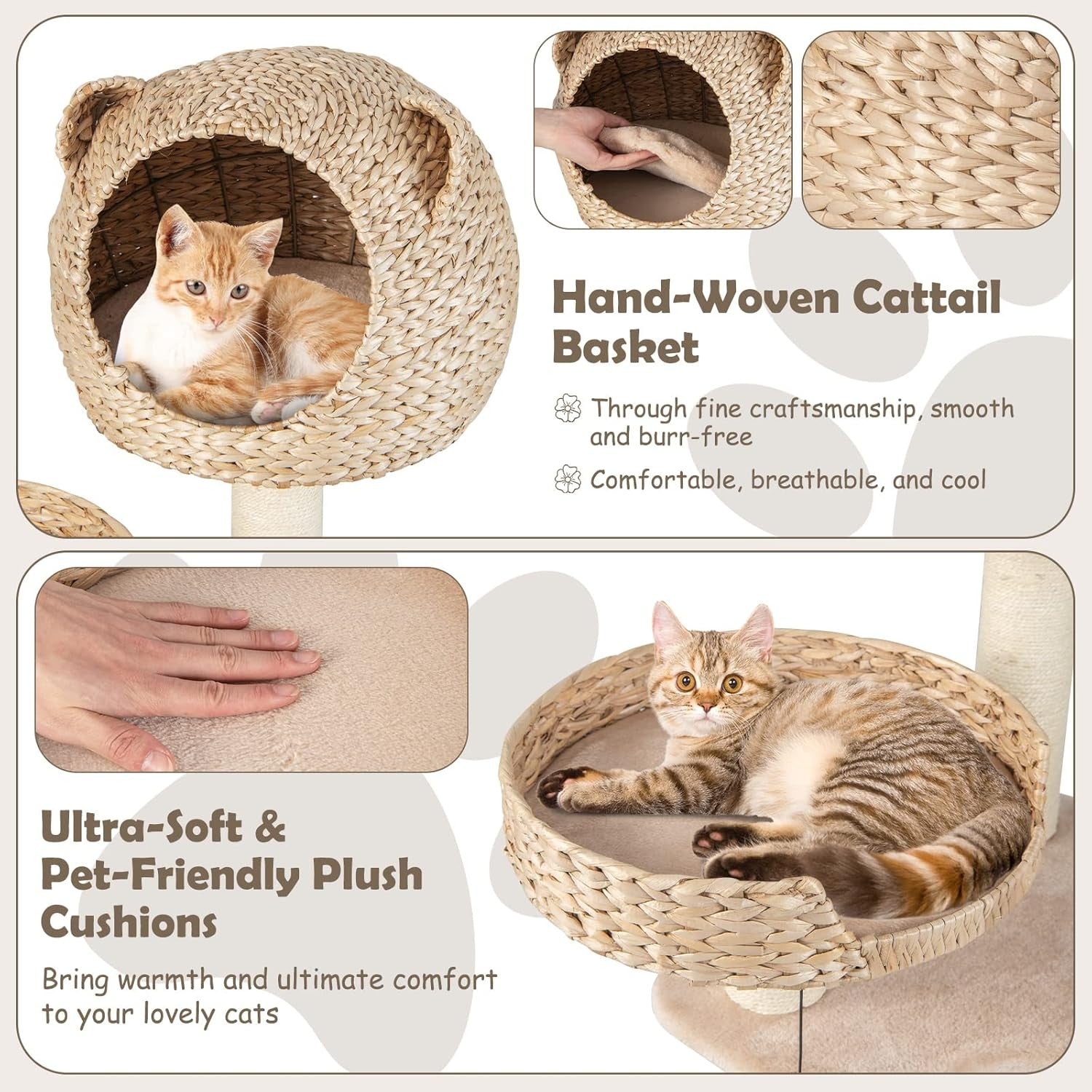 Cat Tree Tower 121cm Indoor Condo Hammock Sisal Scratching Post Play Centre