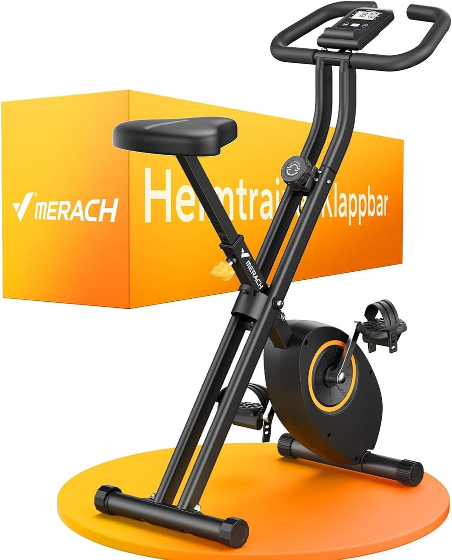 Compact Foldable Exercise Bike w/ 16-Level Magnetic Resistance & LCD Display