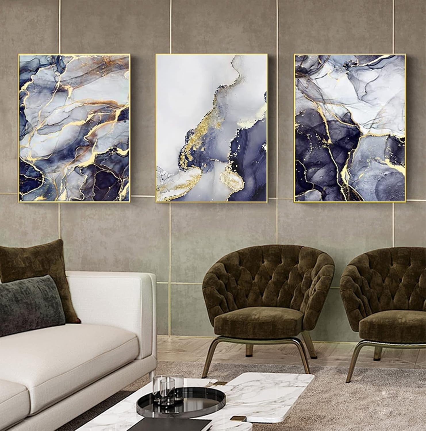 Abstract Marble Ink Painting Poster 3pcs 4.30x40 cm Modern Wall Art