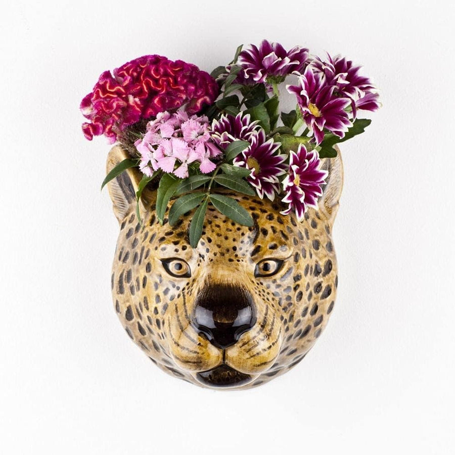 Leopard Wall Vase Ceramic Animal Head Flower Holder Modern Wall Decor