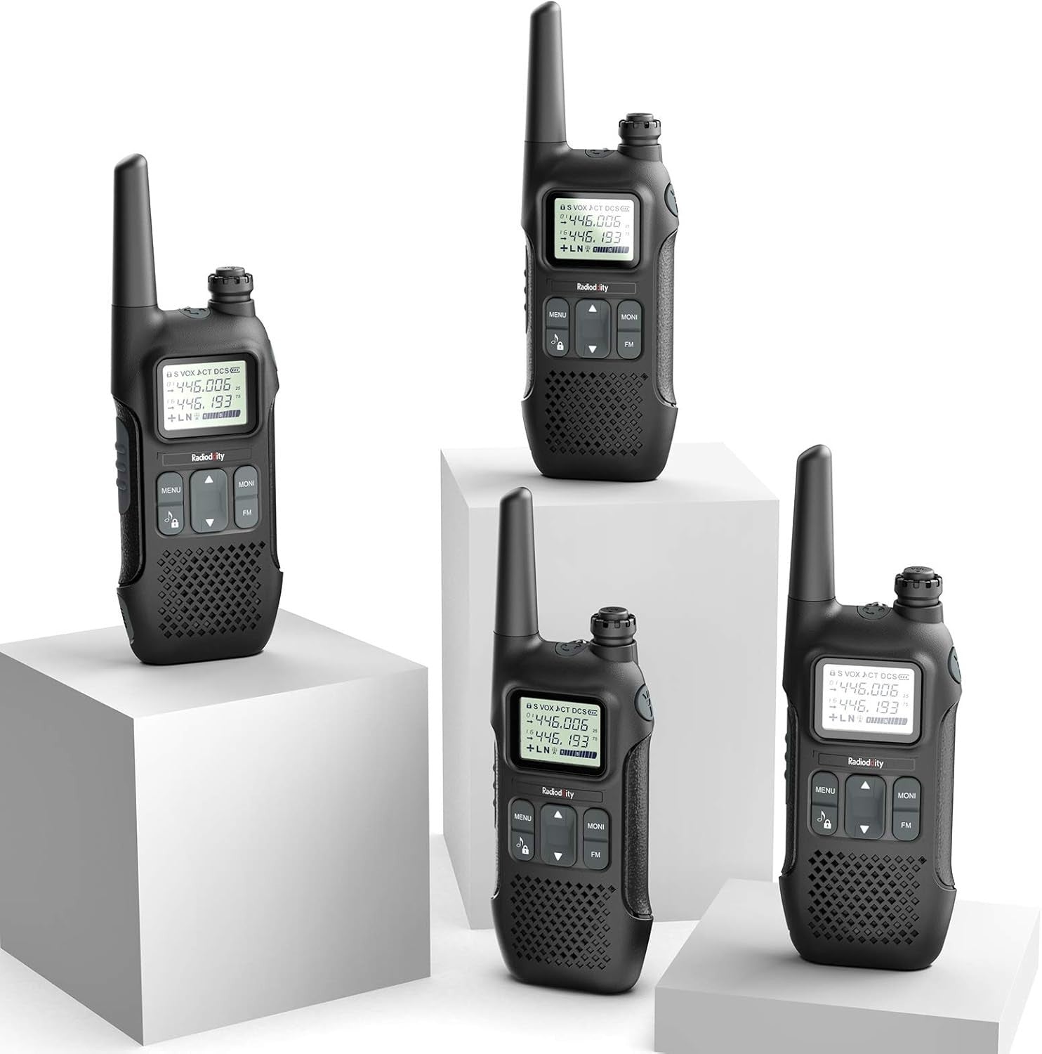 Radioddity PR-T1 PMR446 Walkie Talkie Set 4 Pack LCD Display 4km Range