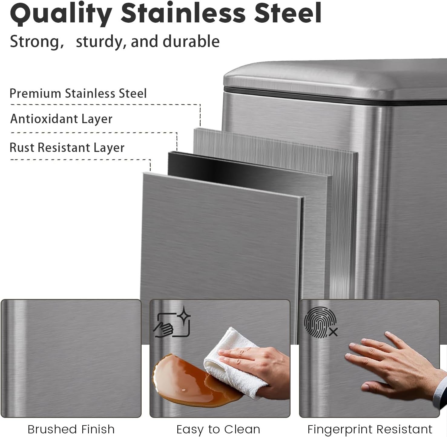 30L Stainless Steel Pedal Bin Slim Kitchen Trash Can Soft Close Grey