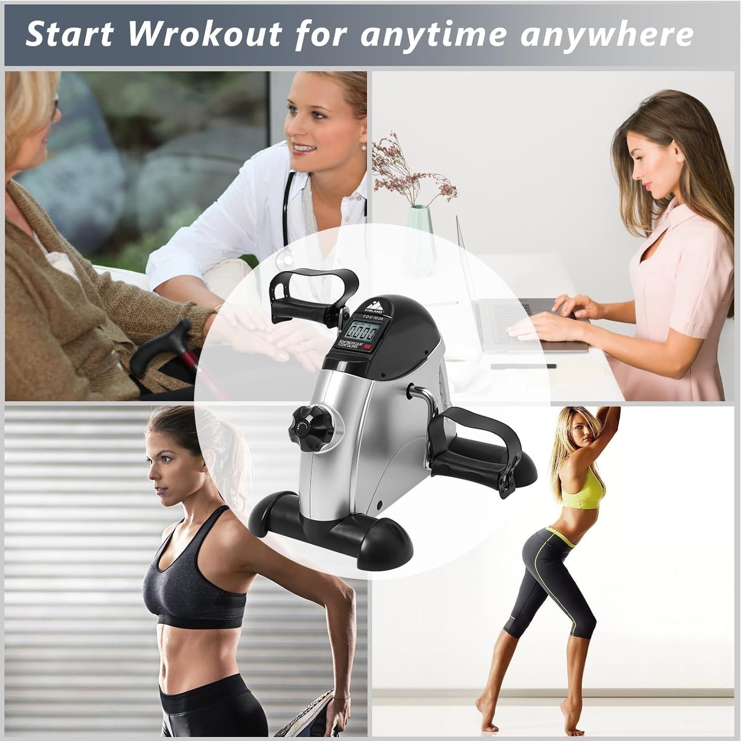 Seated Pedal Exerciser Under Desk Bike with Handle LCD Resistance